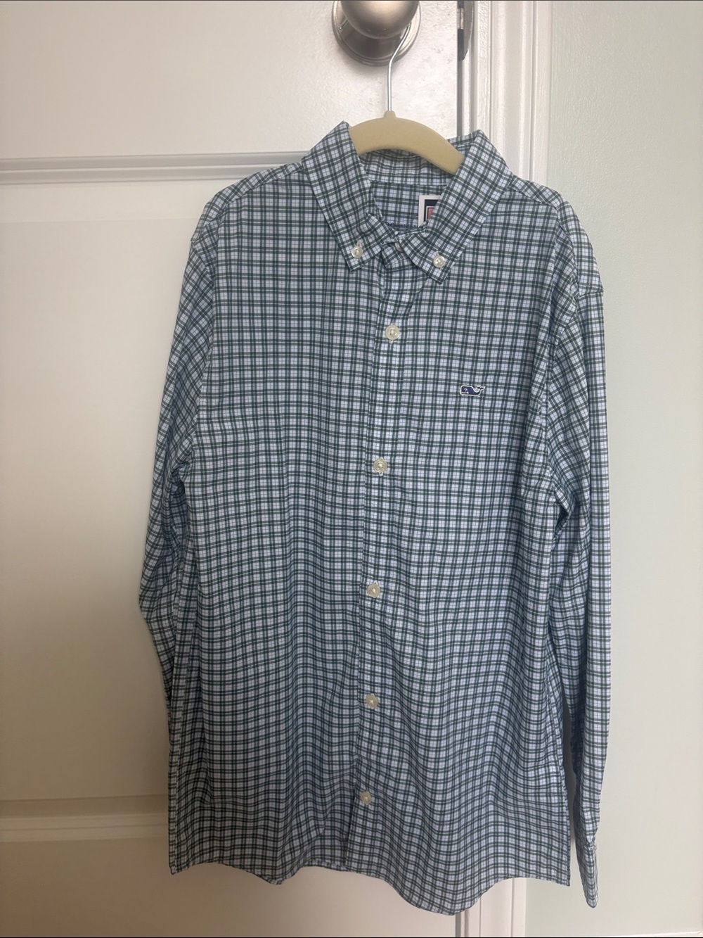 Vineyard Vines Boys Blue & White Plaid Button-Down Shirt